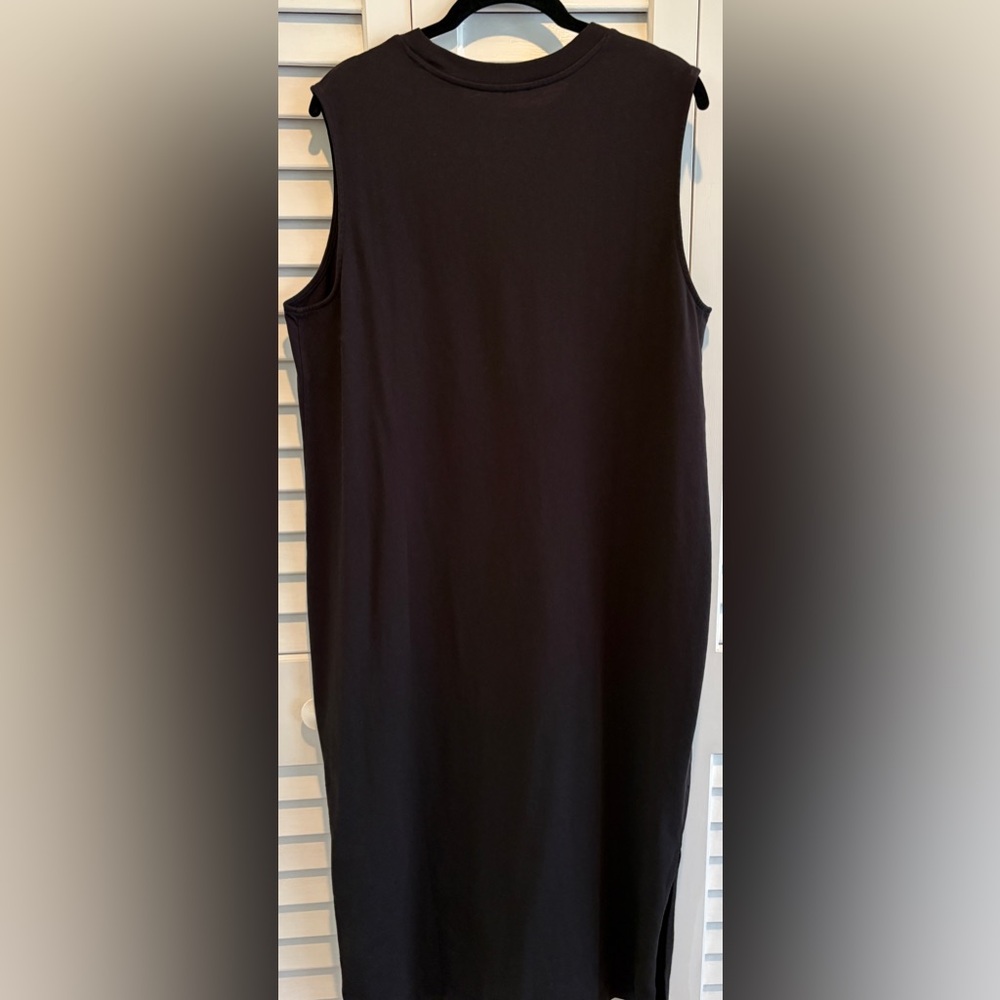 Everlane Dress The Weekend Black TShirt Midi Dress Sleeveless Side Slit Hem XL - Picture 7 of 8